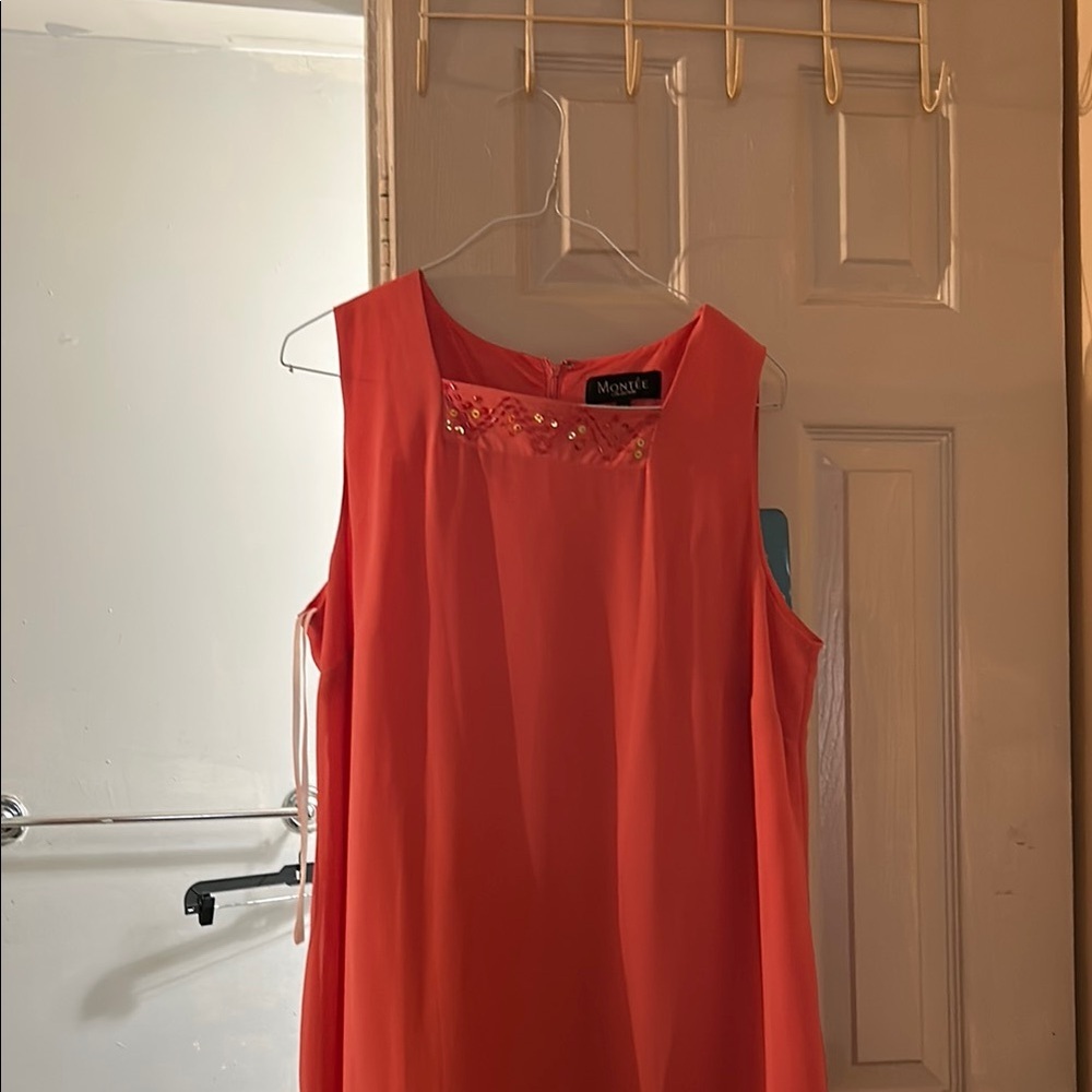 Salmon Sleeveless Sheath Dress for Wedding Guests